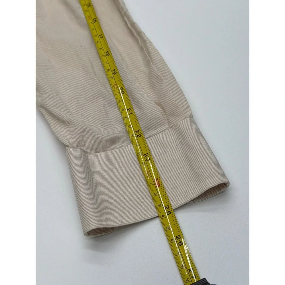 Ermenegildo Zegna Mens Beige Micro Stripe Cotton Button Down‎ Shirt Size 42 16.5
